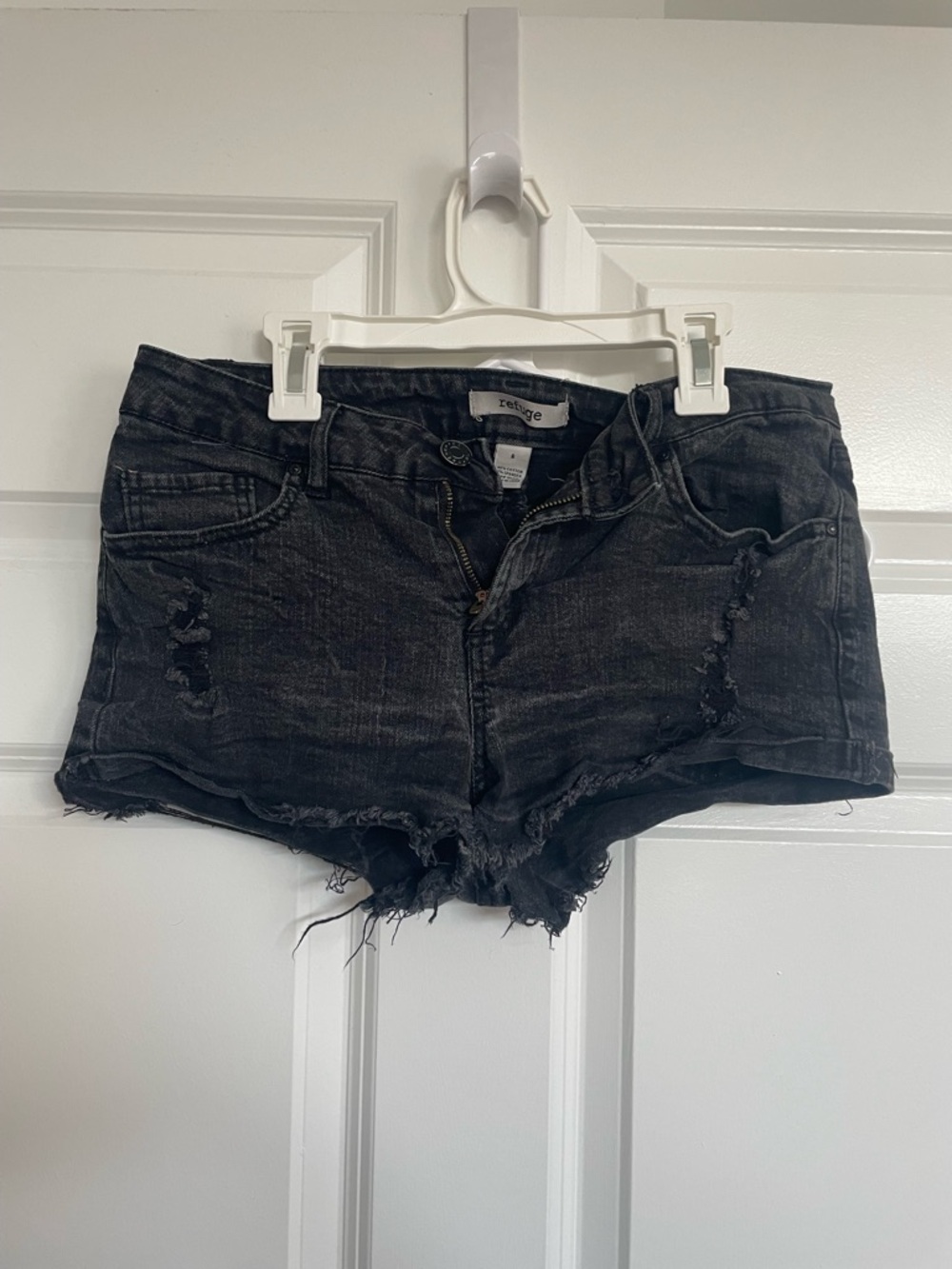 refuge Black Distressed Denim Cutoff Shorts